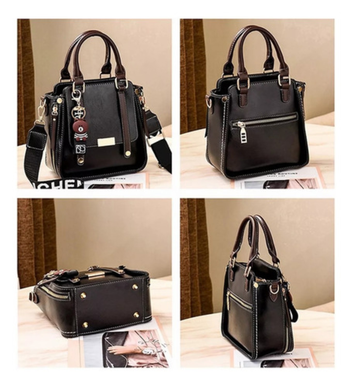 Bolsos Bandolera Dama De Mano Moda Crossbody Para Mujer negro 