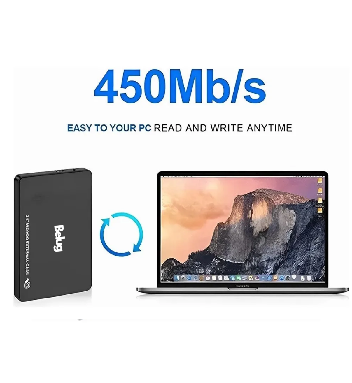 Carcasa Disco Duro Externo Case Belug Disco Duro 2,5 Usb 3.0 Negro