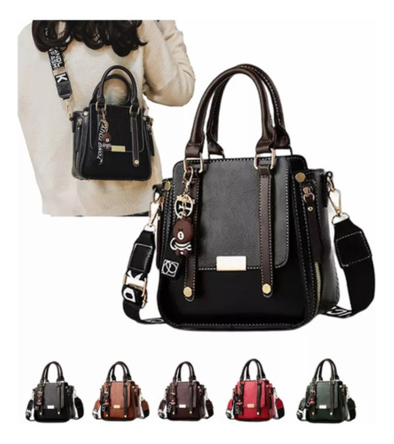 Bolsos Bandolera Dama De Mano Moda Crossbody Para Mujer negro 
