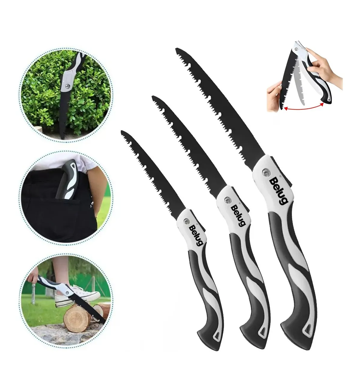 Serruchos Poda Plegable Con Hoja Endurecida Forma De U 3pzs Belug
