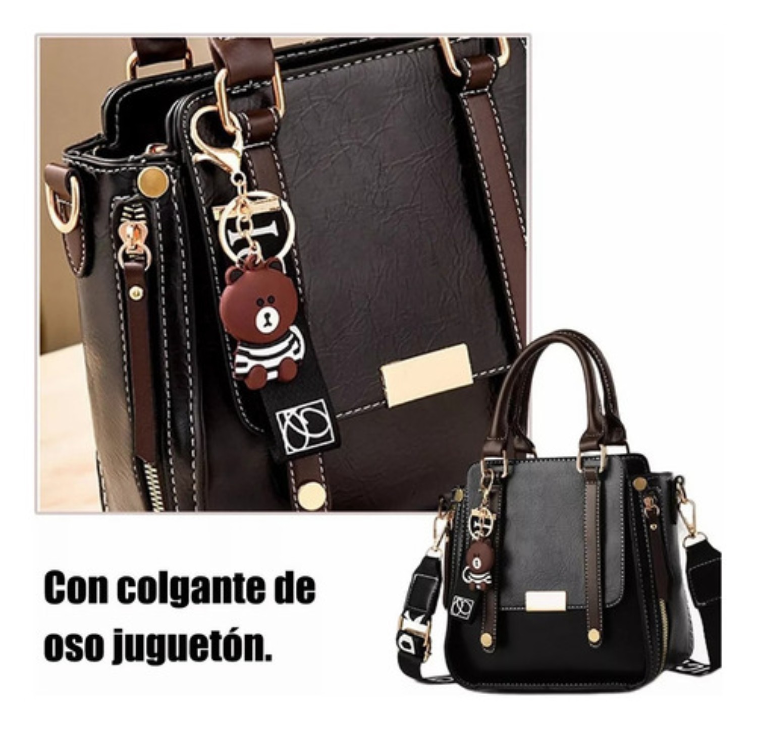 Bolsos Bandolera Dama De Mano Moda Crossbody Para Mujer negro 