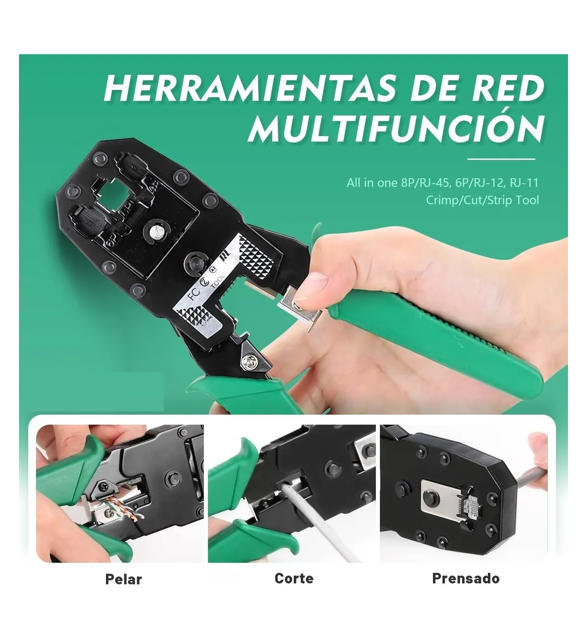 Pinzas Rj45 Pinzas Ponchadoras Rj45 Sacabocados Herramientas 75 Pcs Belug