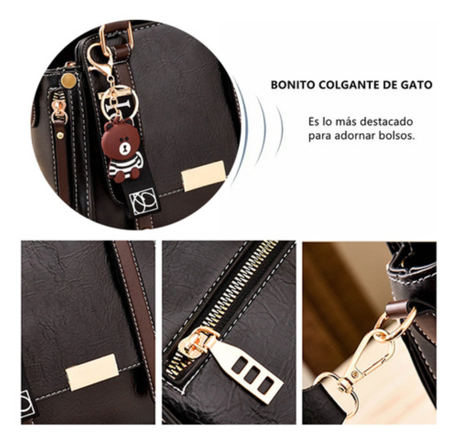 Bolsos Bandolera Dama De Mano Moda Crossbody Para Mujer negro 