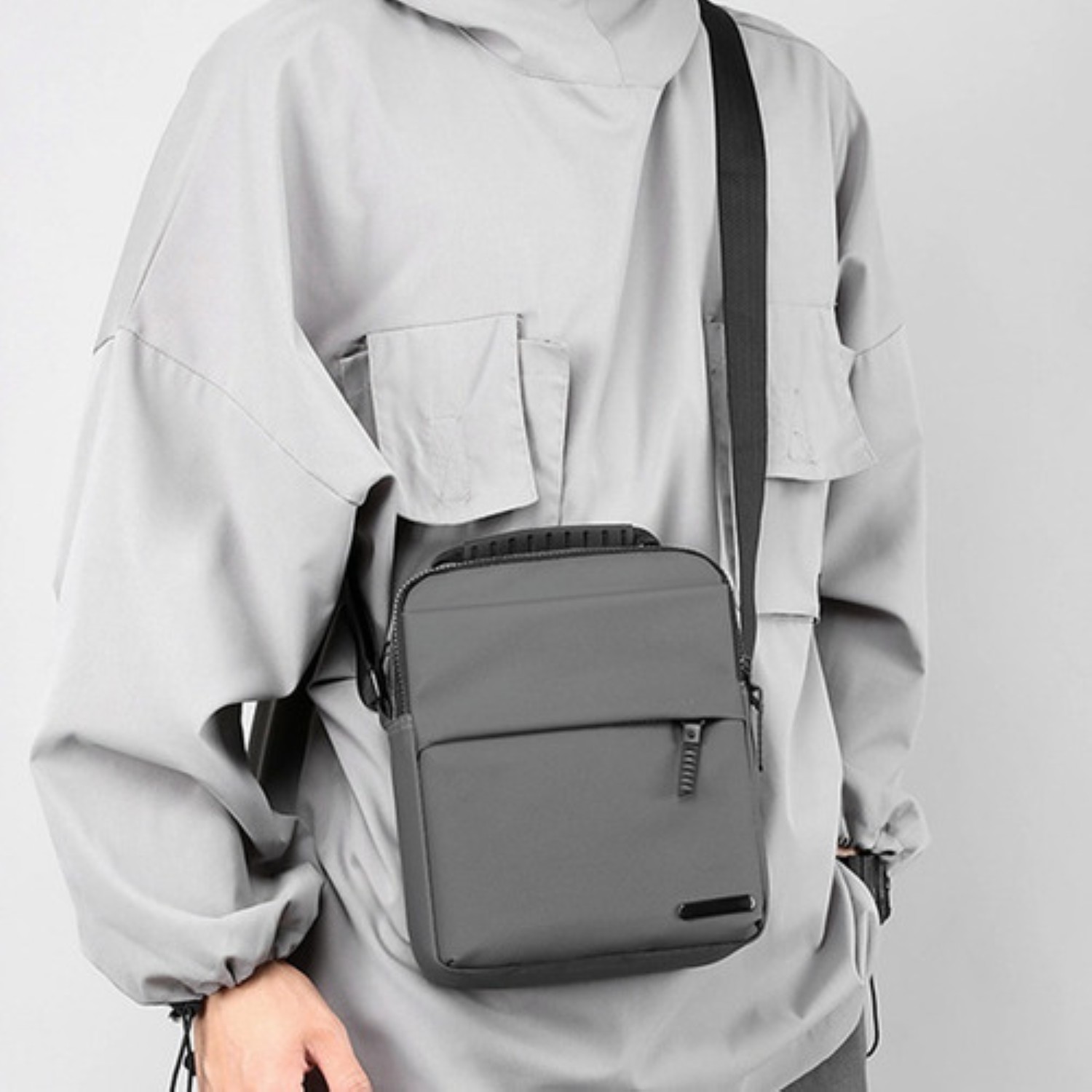 Bolso De Mensajero Bolso Casual Bolso De Hombro Para Hombre Gris