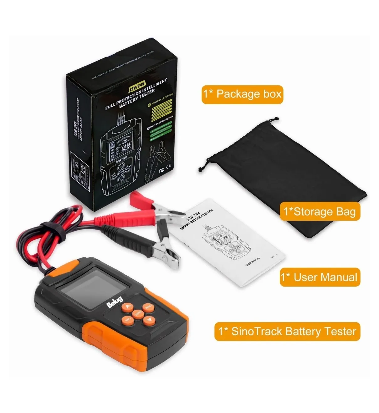 Probador De Baterías Analizador Belug Diagnóstico For Auto Negro