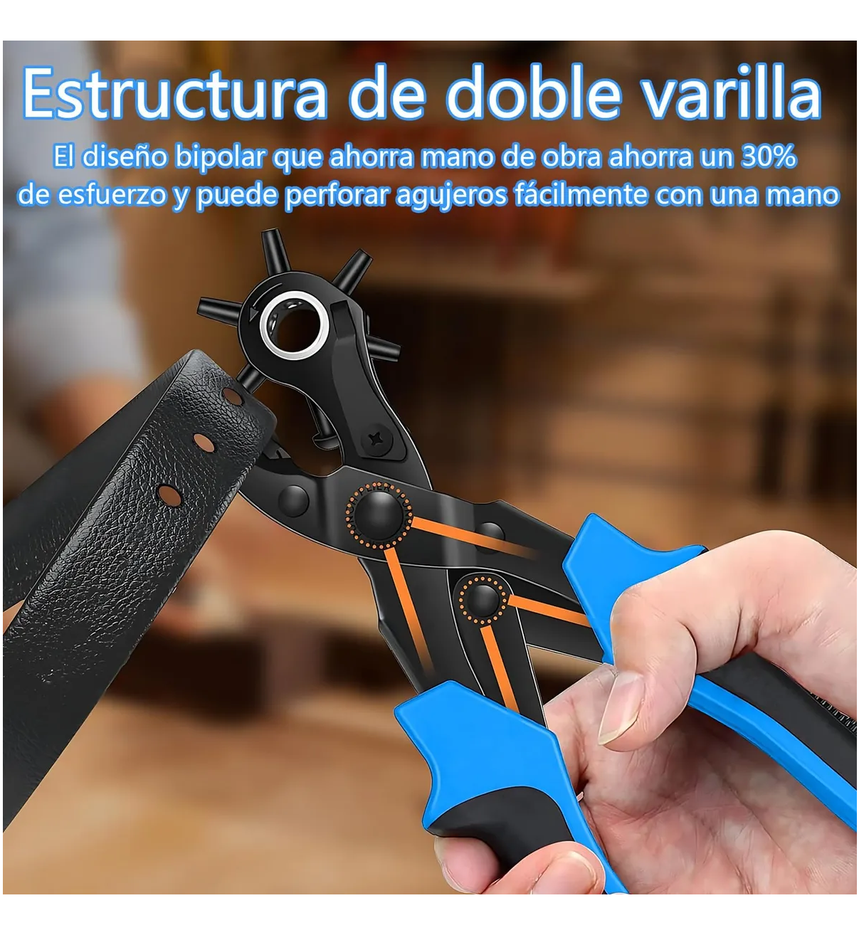 Kit Pinza Sacabocados Ojilladora Belug Perforadora Para Cinturón. Azul