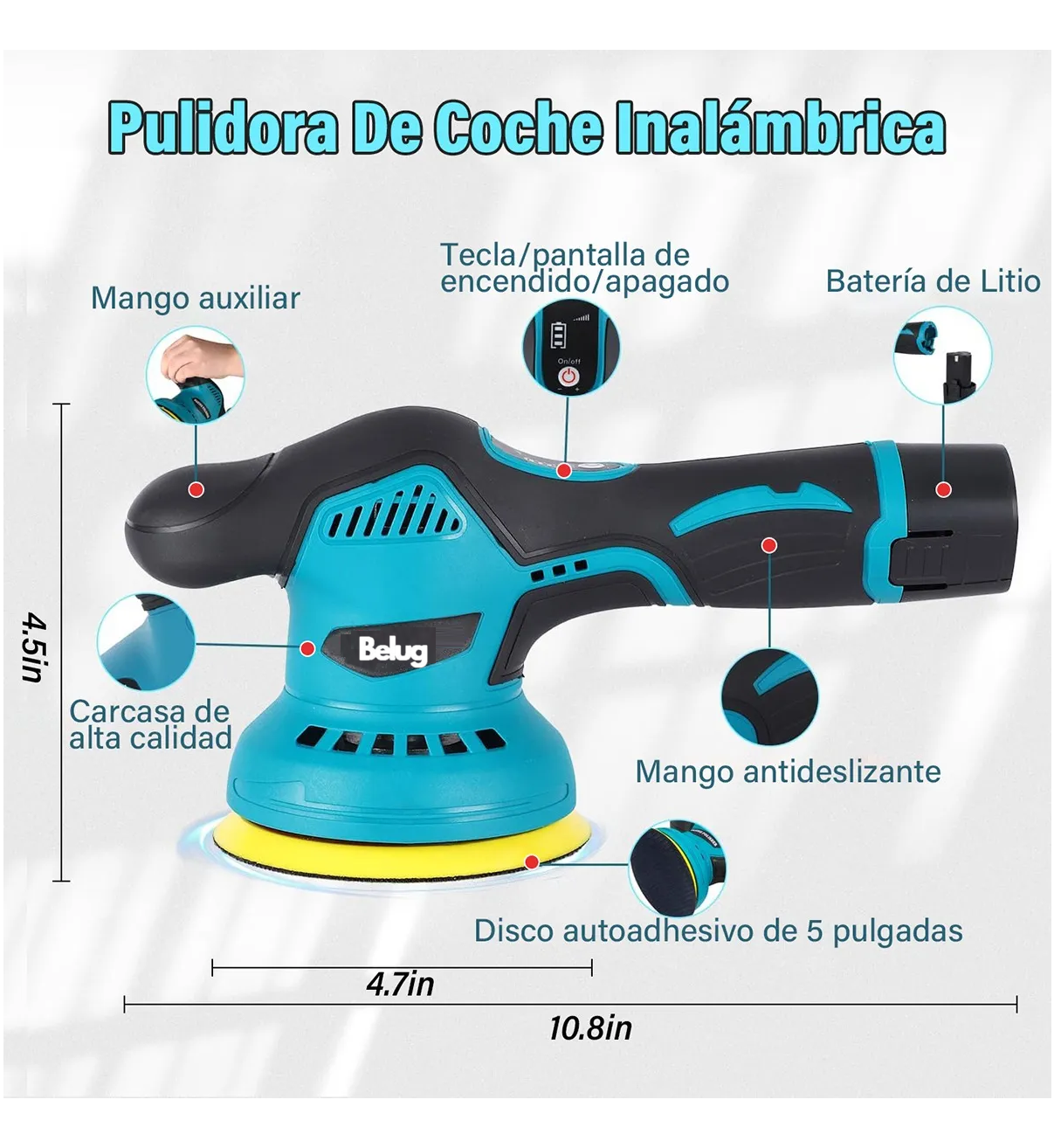 Pulidora eléctrica de mano Belug color azul/negro 380W