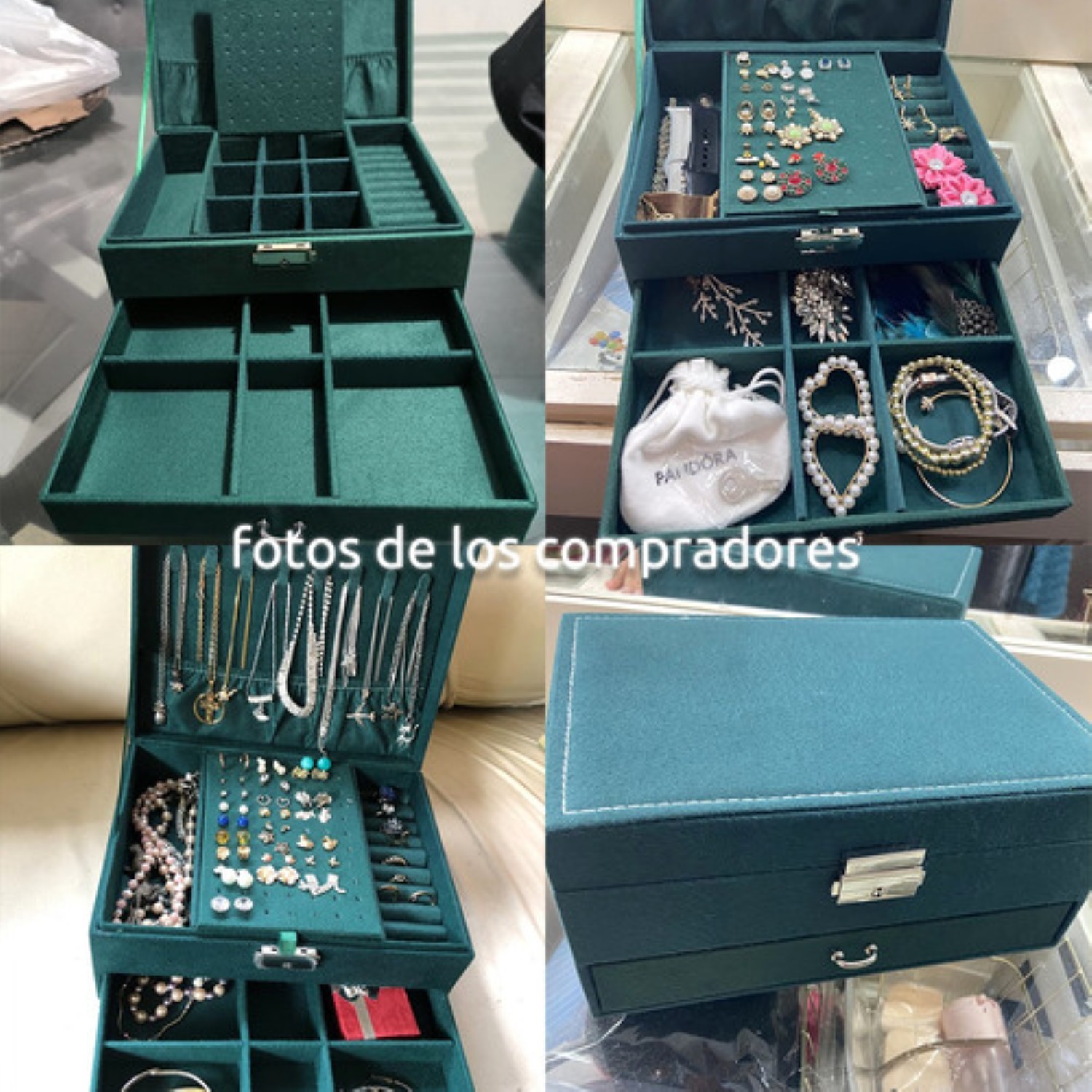 Estuche Caja Joyería Retro Multifuncional Grand Capacidad Verde