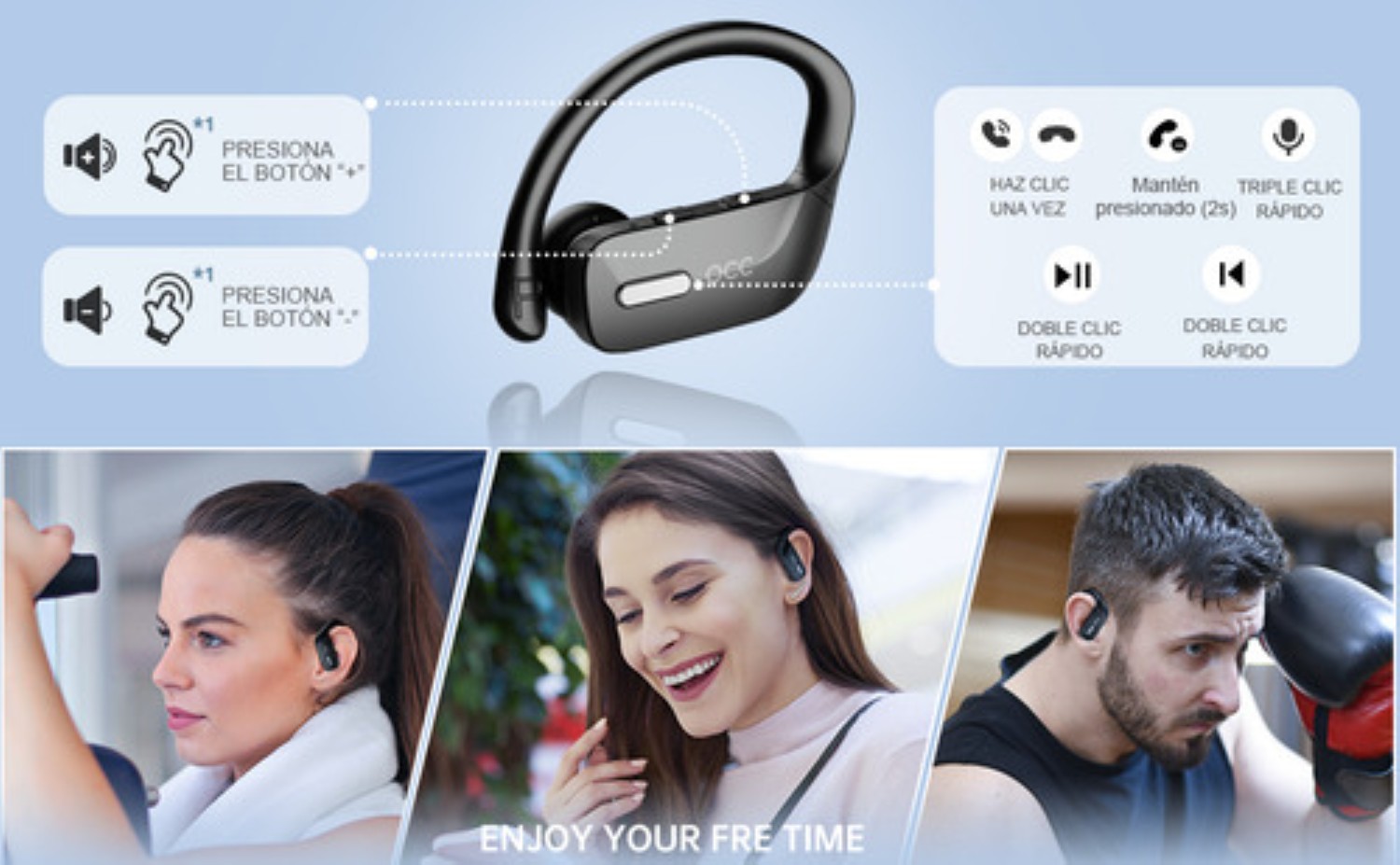 Occiam T17 Audífonos Inalámbricos Bluetooth Oreja Colgante  