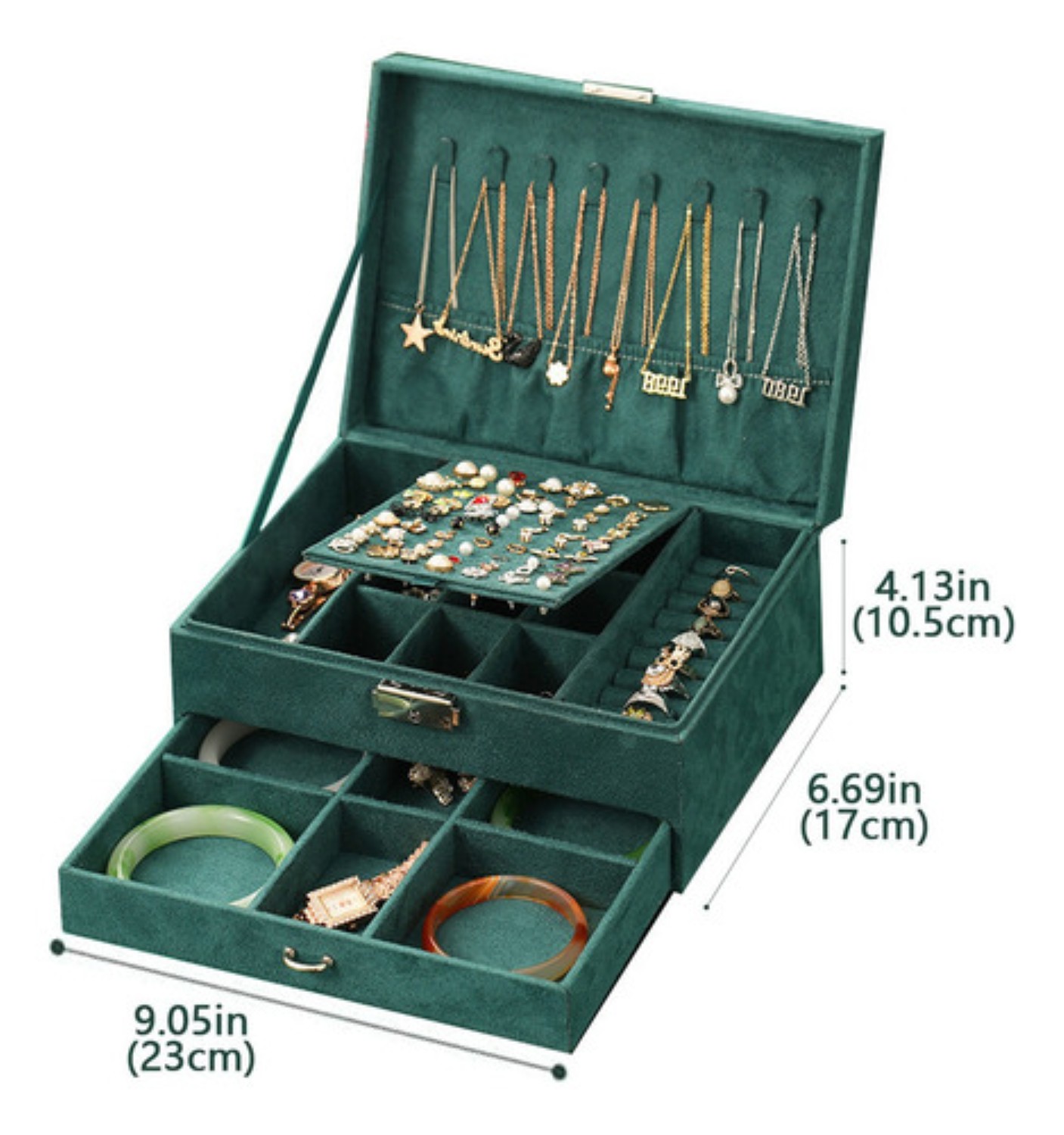 Estuche Caja Joyería Retro Multifuncional Grand Capacidad Verde