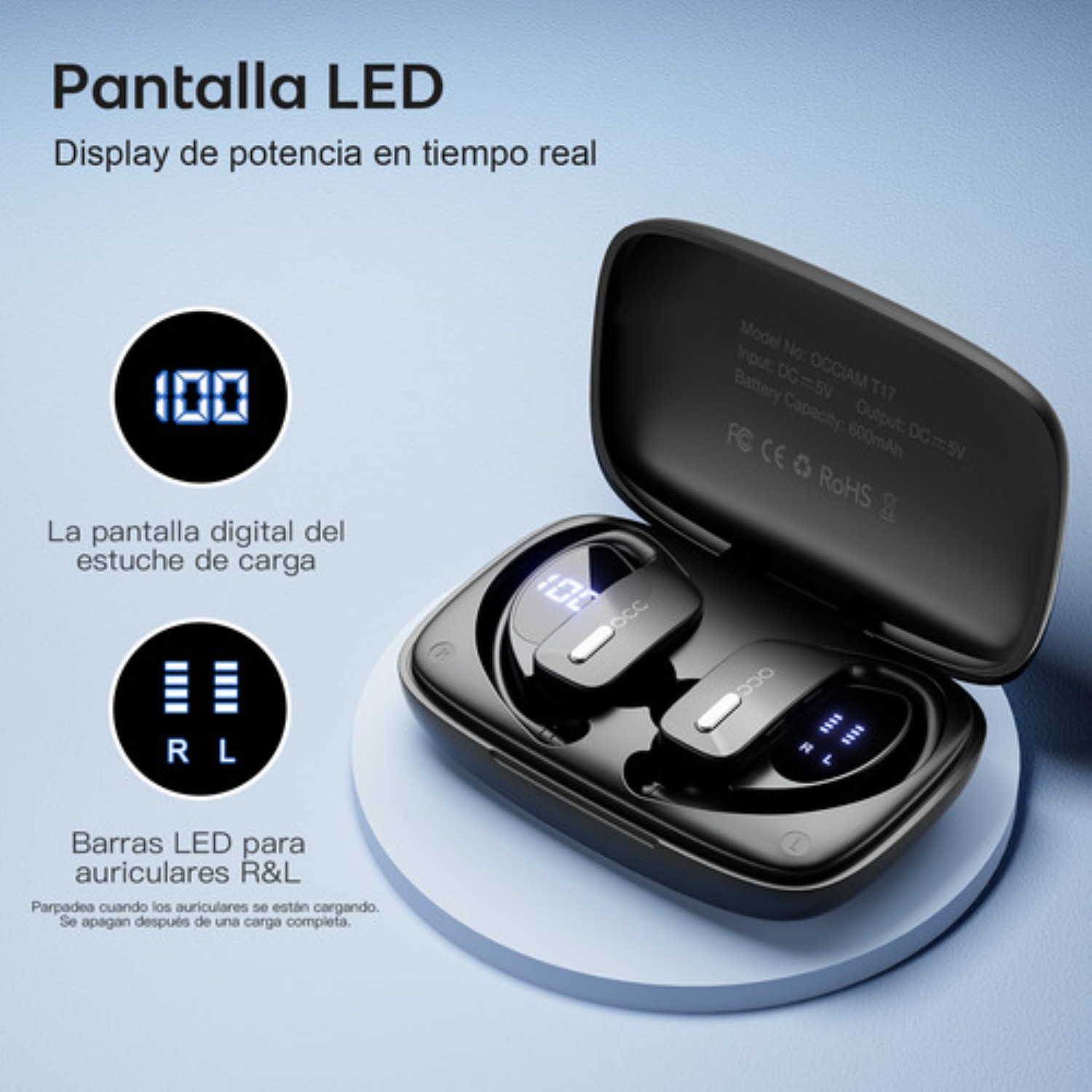 Occiam T17 Audífonos Inalámbricos Bluetooth Oreja Colgante  