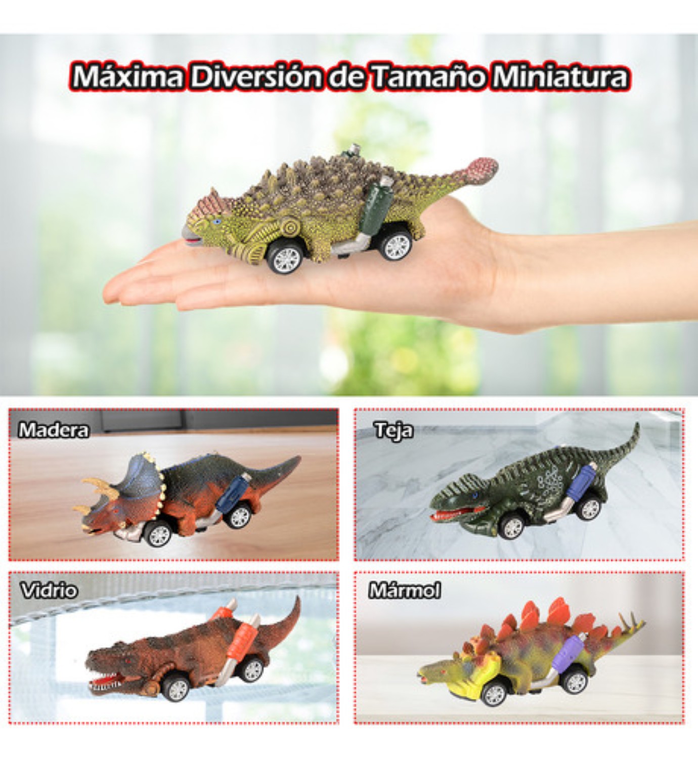 6pzs Juguetes De Dinosaurios Coche Para Niños 