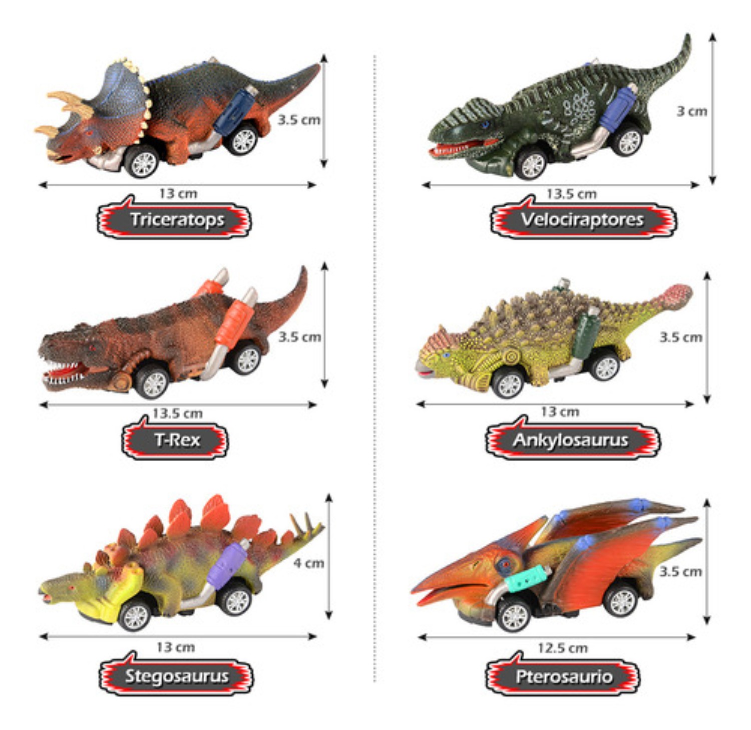 6pzs Juguetes De Dinosaurios Coche Para Niños 