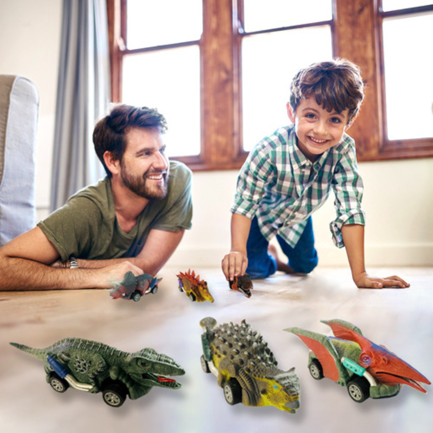 6pzs Juguetes De Dinosaurios Coche Para Niños 