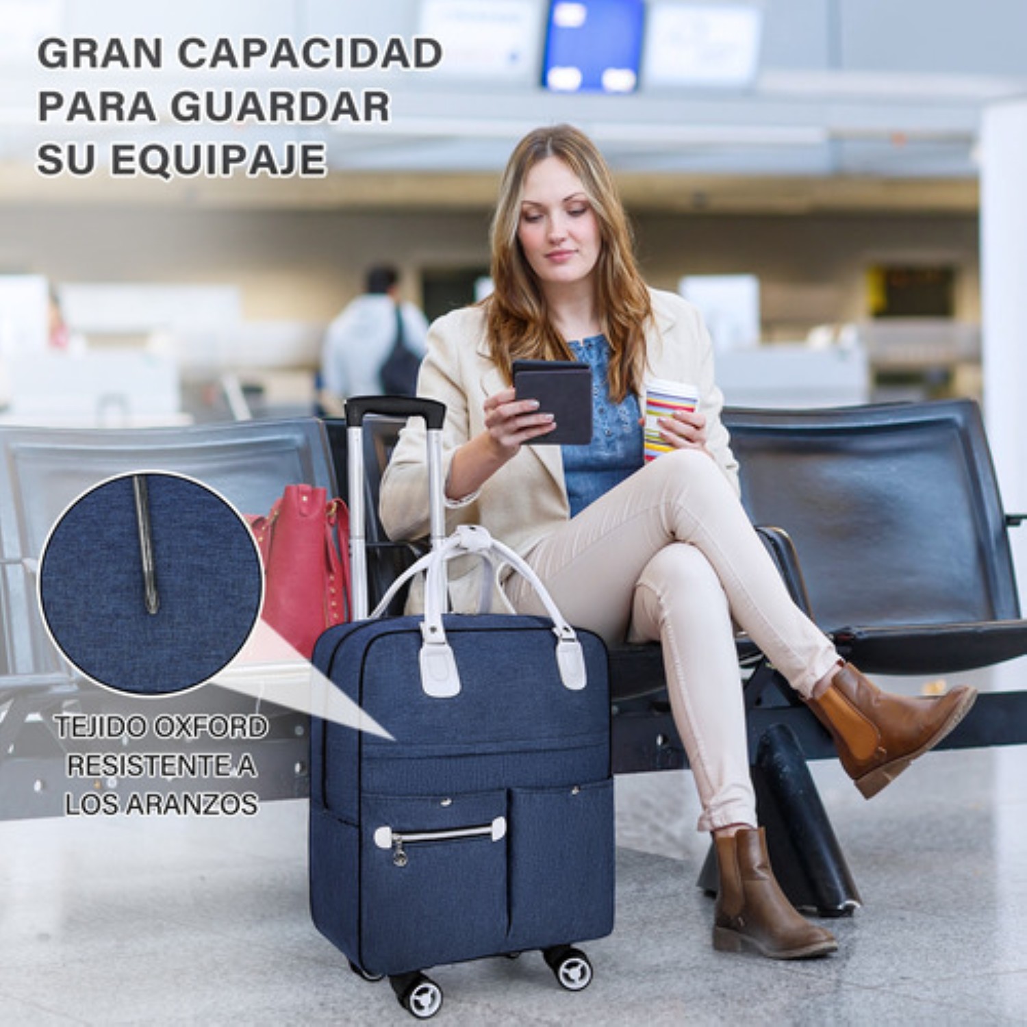 Maletas De Viaje Equipaje De Mano De Seguridad Cabina Moda Azul