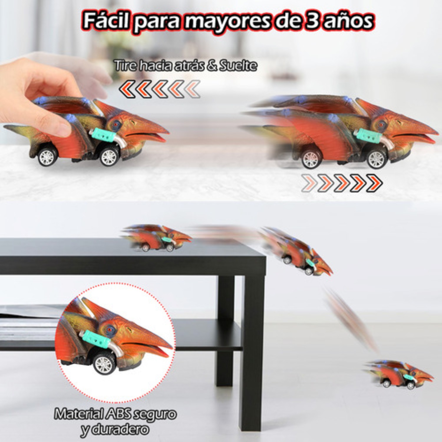6pzs Juguetes De Dinosaurios Coche Para Niños 
