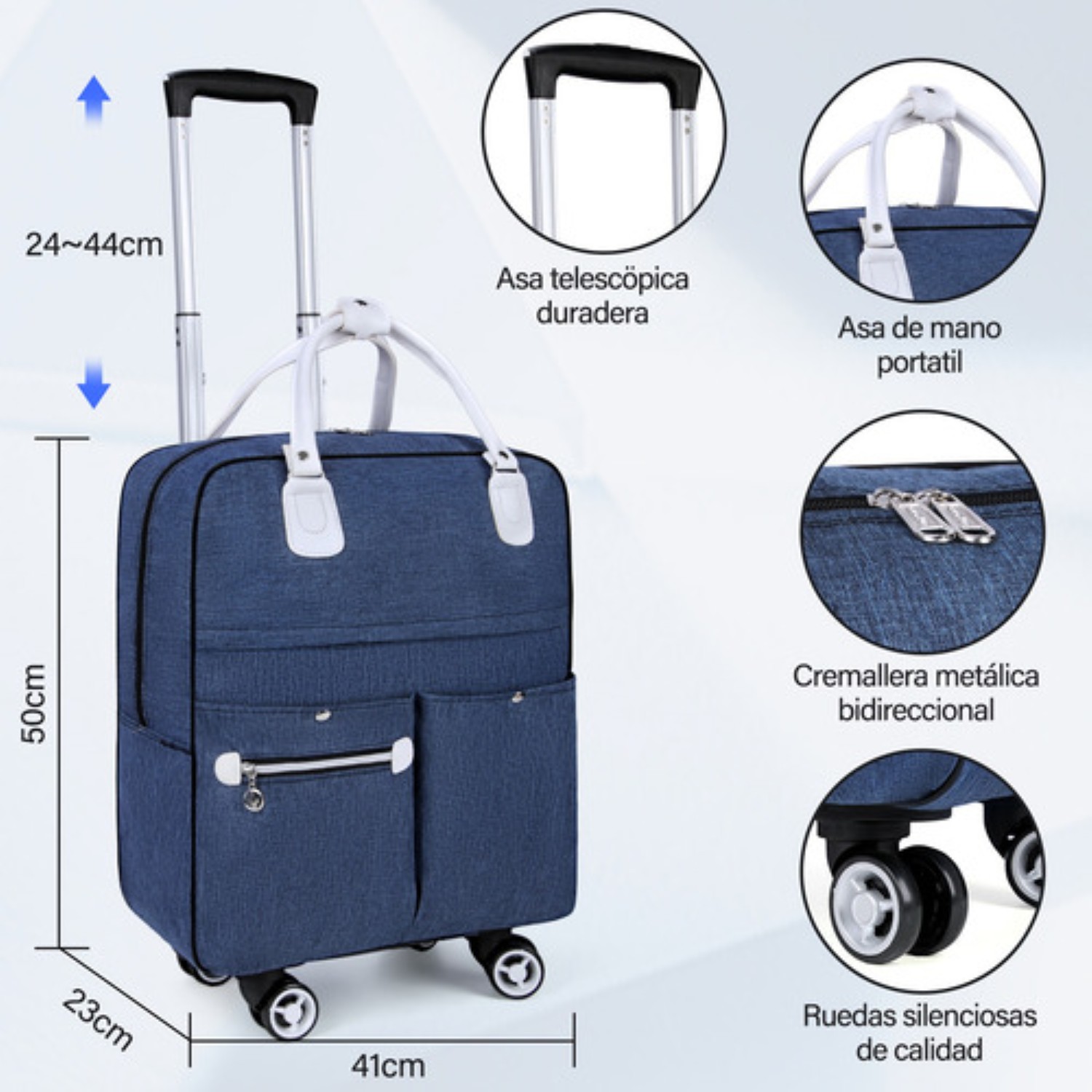 Maletas De Viaje Equipaje De Mano De Seguridad Cabina Moda Azul