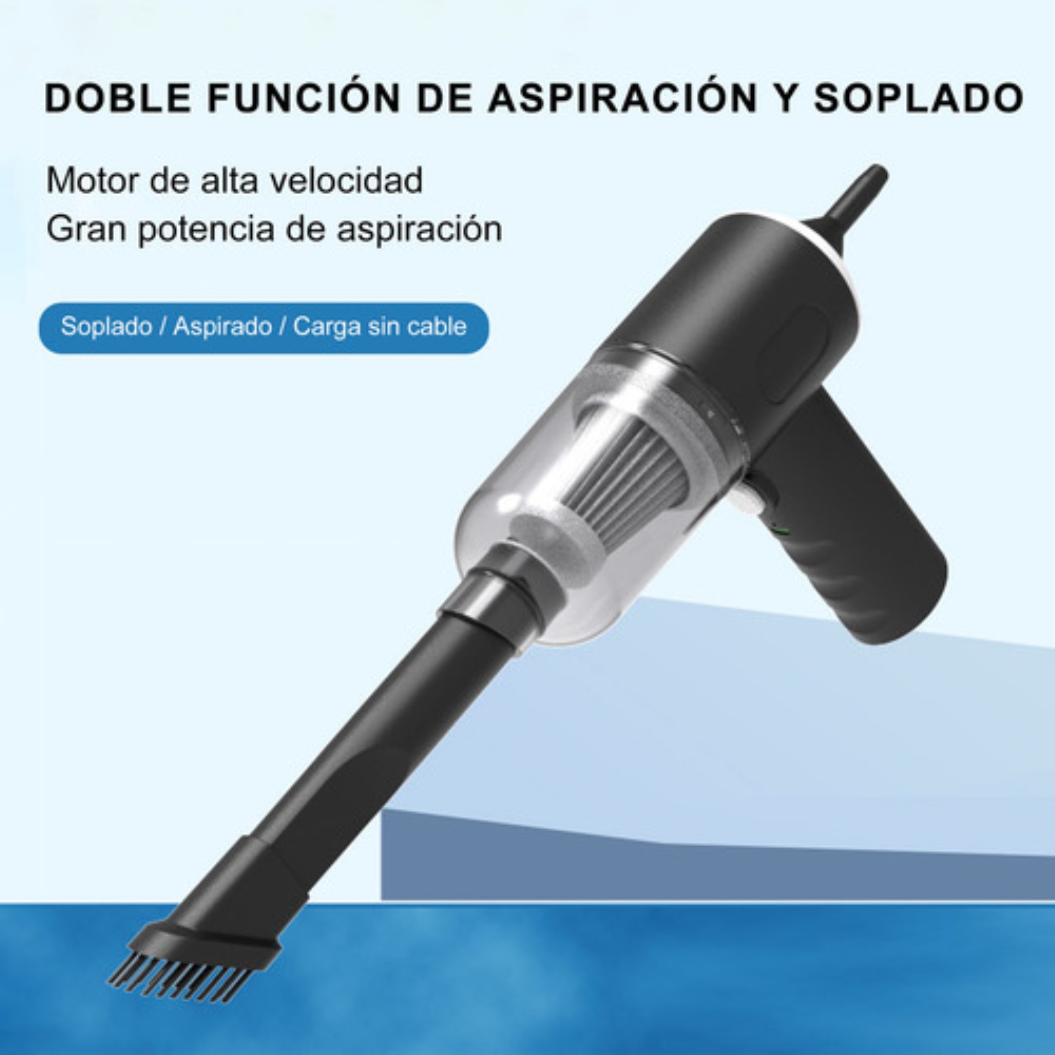 Mini Aspiradora Portátil De Mano Inalámbrica Para Hogar Negro con Gris 