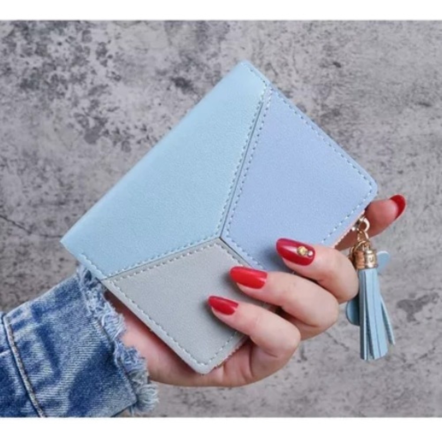 Monedero De Mujer Con Elegante Llavero Azul 