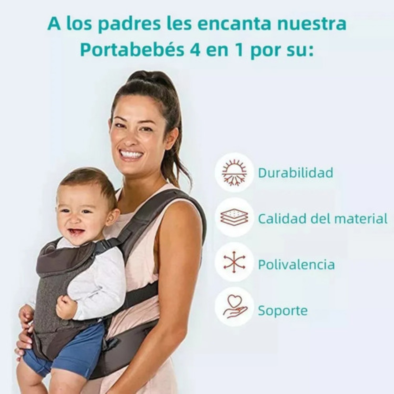 Mochila Cangurera Para Bebé Ergonómica, 4 Formas De Porteo Gris 