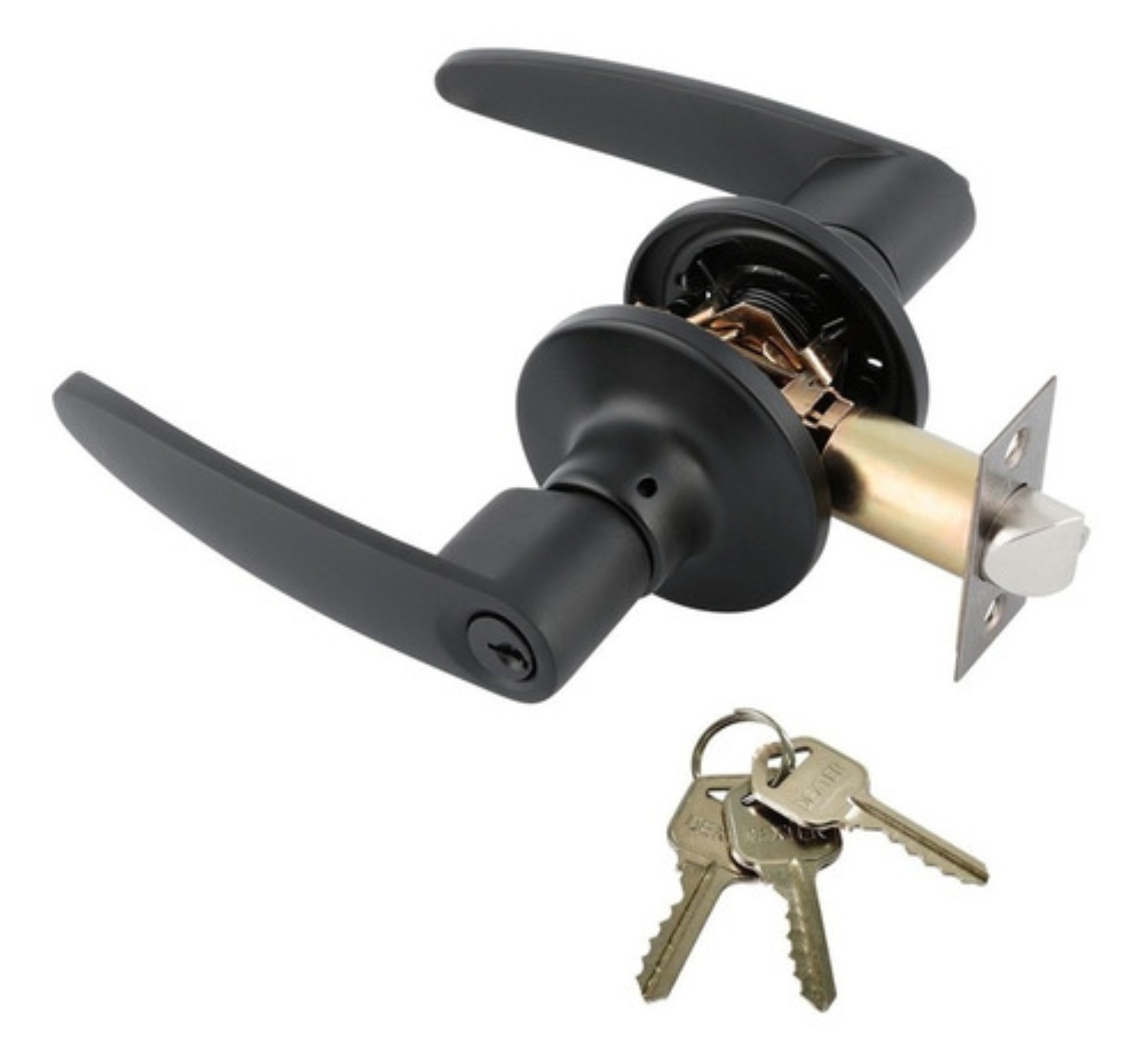 Chapas Para Puertas Cerradura Manijas Negras Con Llave