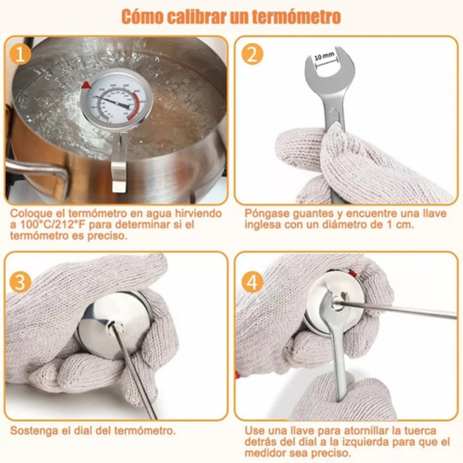 Termómetro /aceite Caliente Café Acero Inox /pinza 0 A 300°c