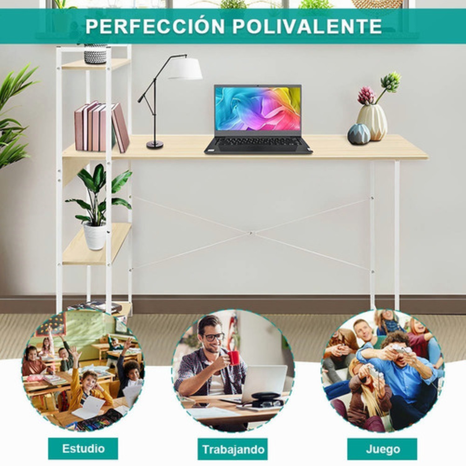 Oficina Minimalista Escritorio Mesa Para Computadora cafe
