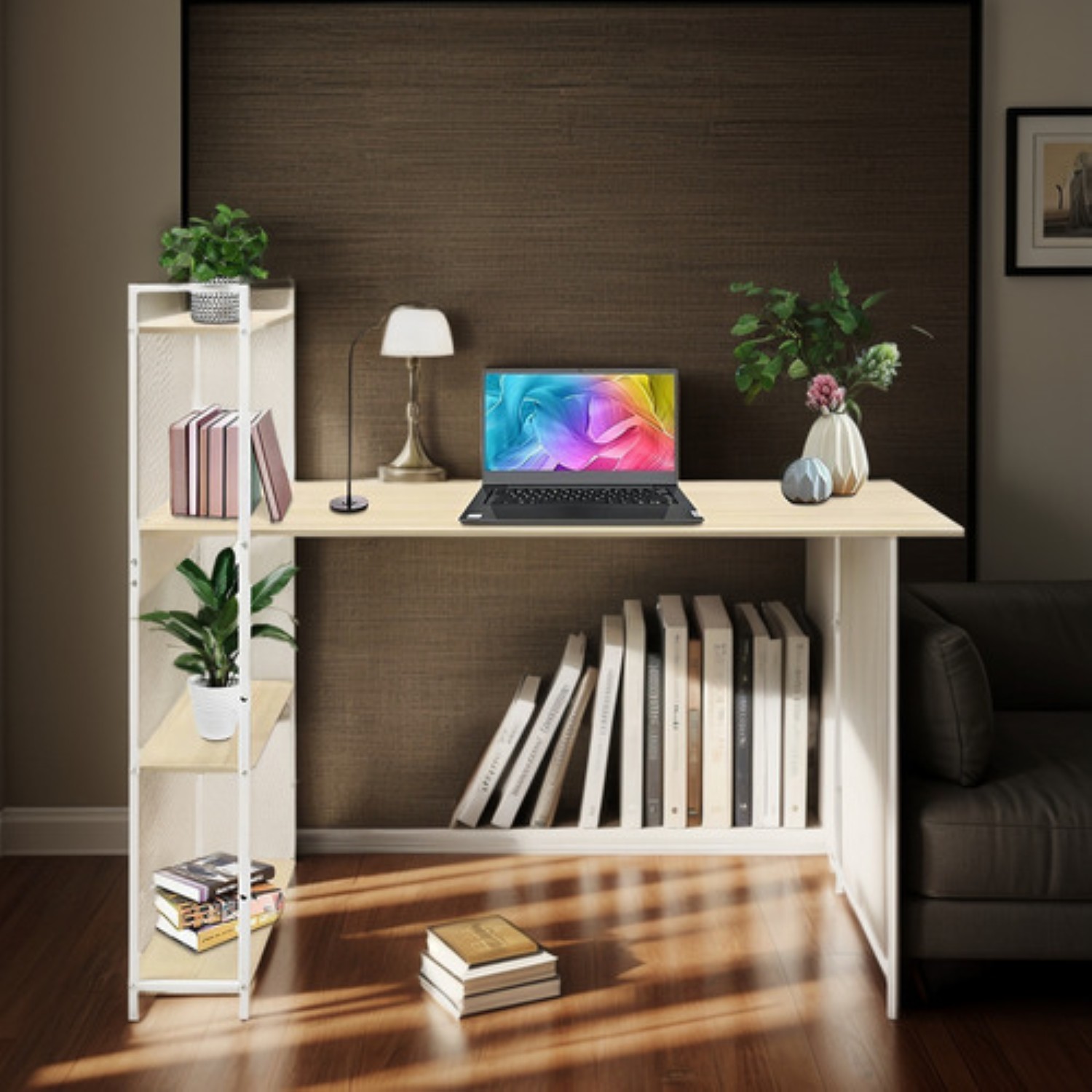 Oficina Minimalista Escritorio Mesa Para Computadora cafe