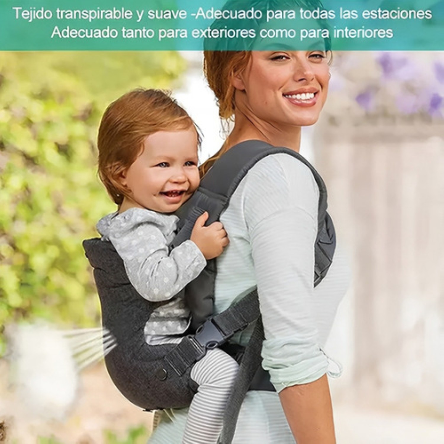 Mochila Cangurera Para Bebé Ergonómica, 4 Formas De Porteo Gris 