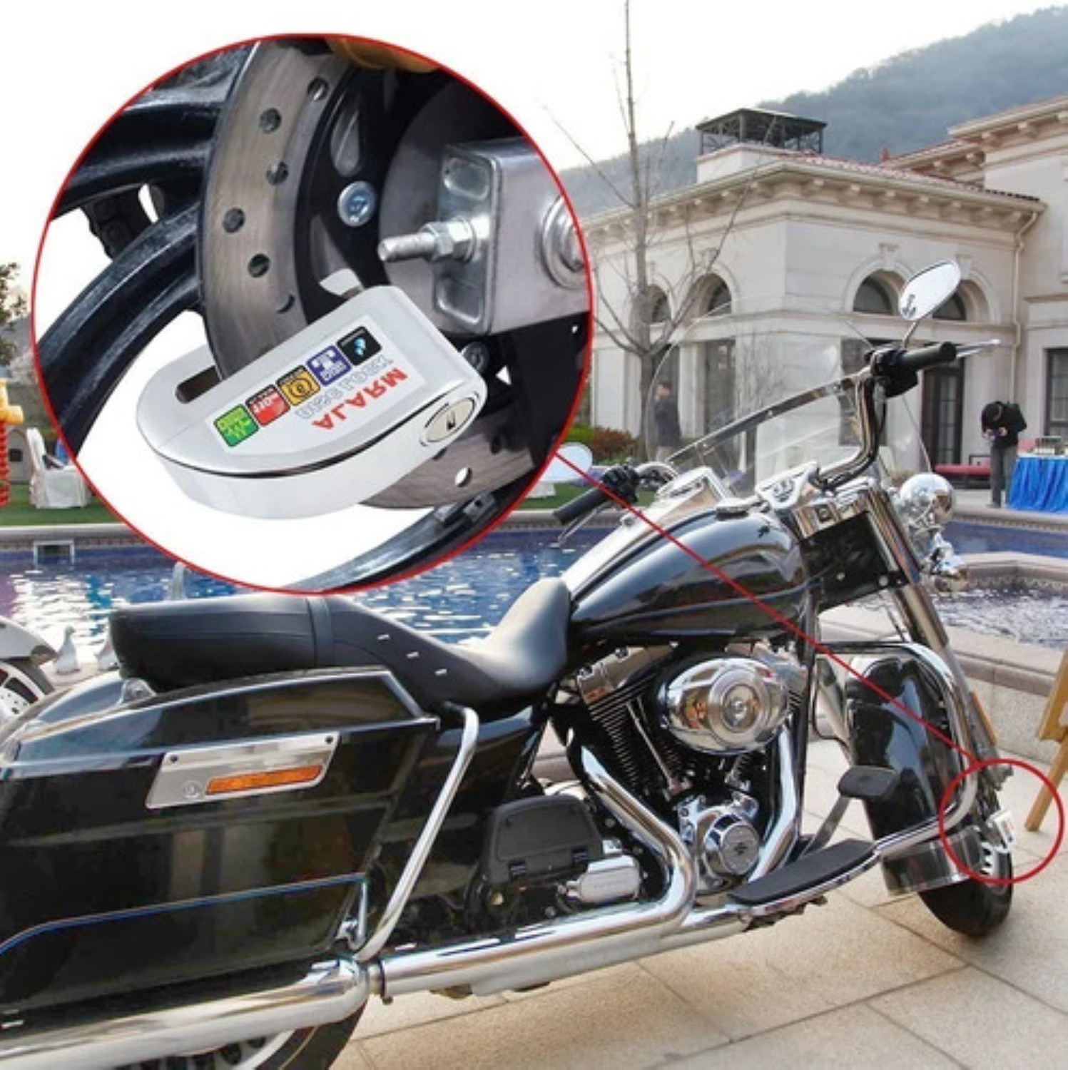 Bloqueo De Motocicleta De Freno De Disco Con Alarma Plata 