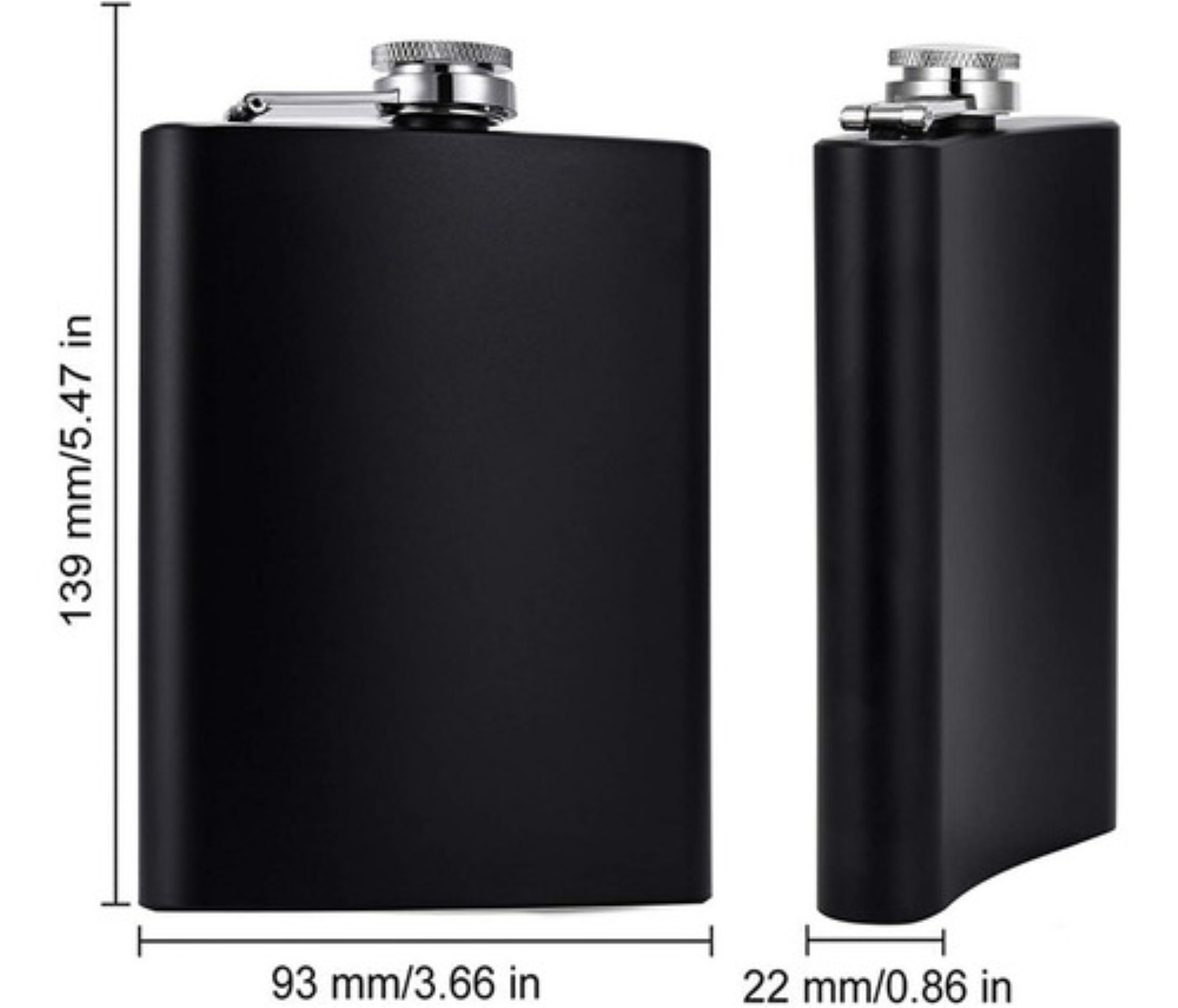 Licorera Y Ánfora De Bolsillo De 8 Onzas (236 Ml) Negro