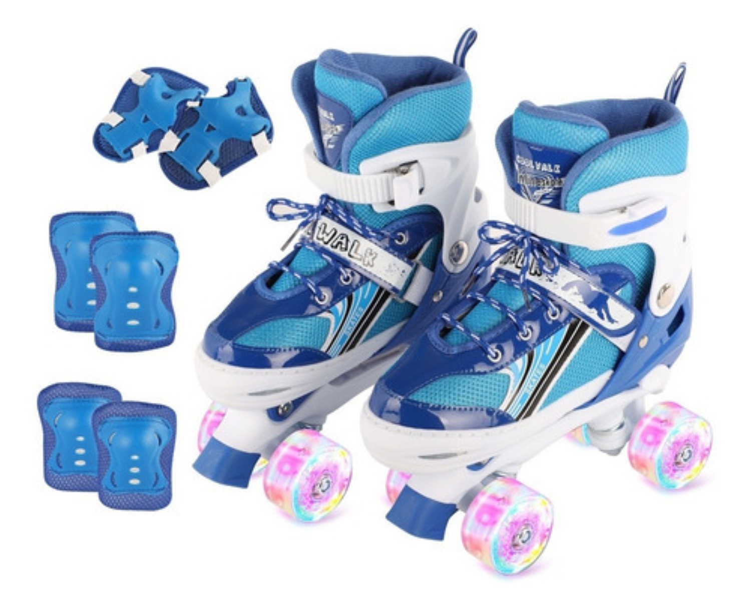 Patines De 4 Ruedas Para Niños Ajustables Talla 18-22 Azul 808B