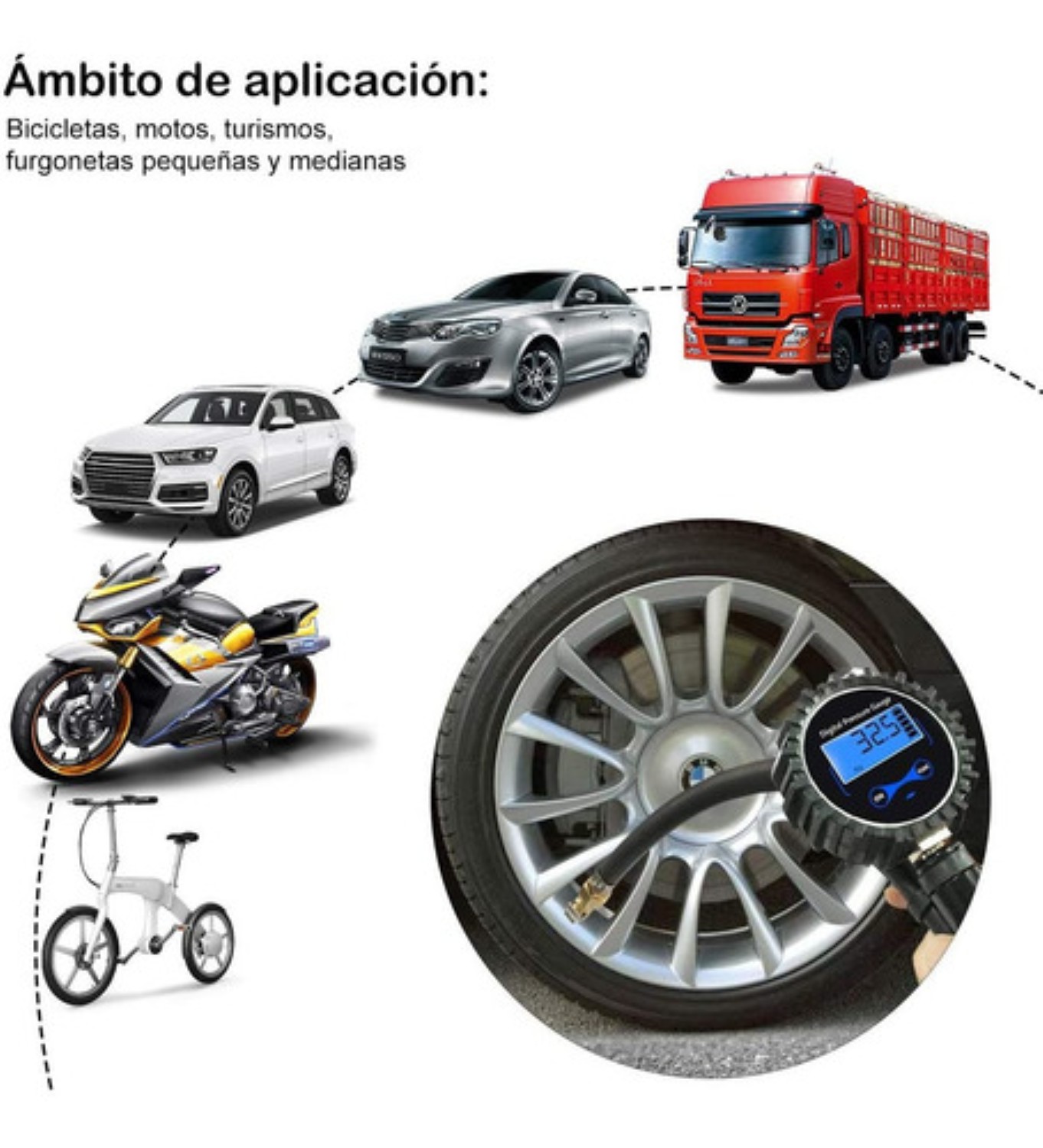 Pantalla De Barómetro Digital De Alta Precisión 0-200psi Negro