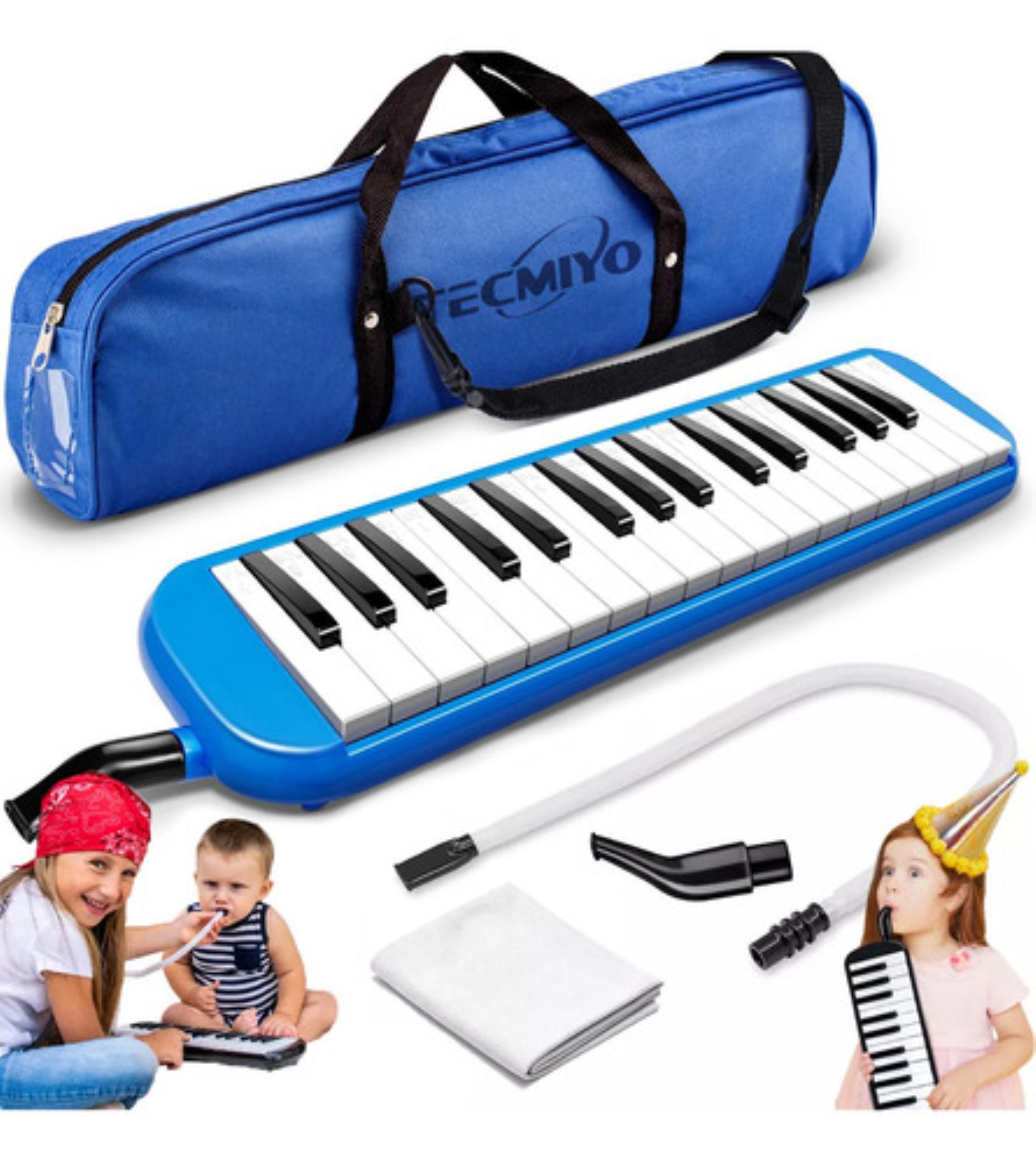 Melodica Escolar 32 Teclas Con Estuche Suave azul