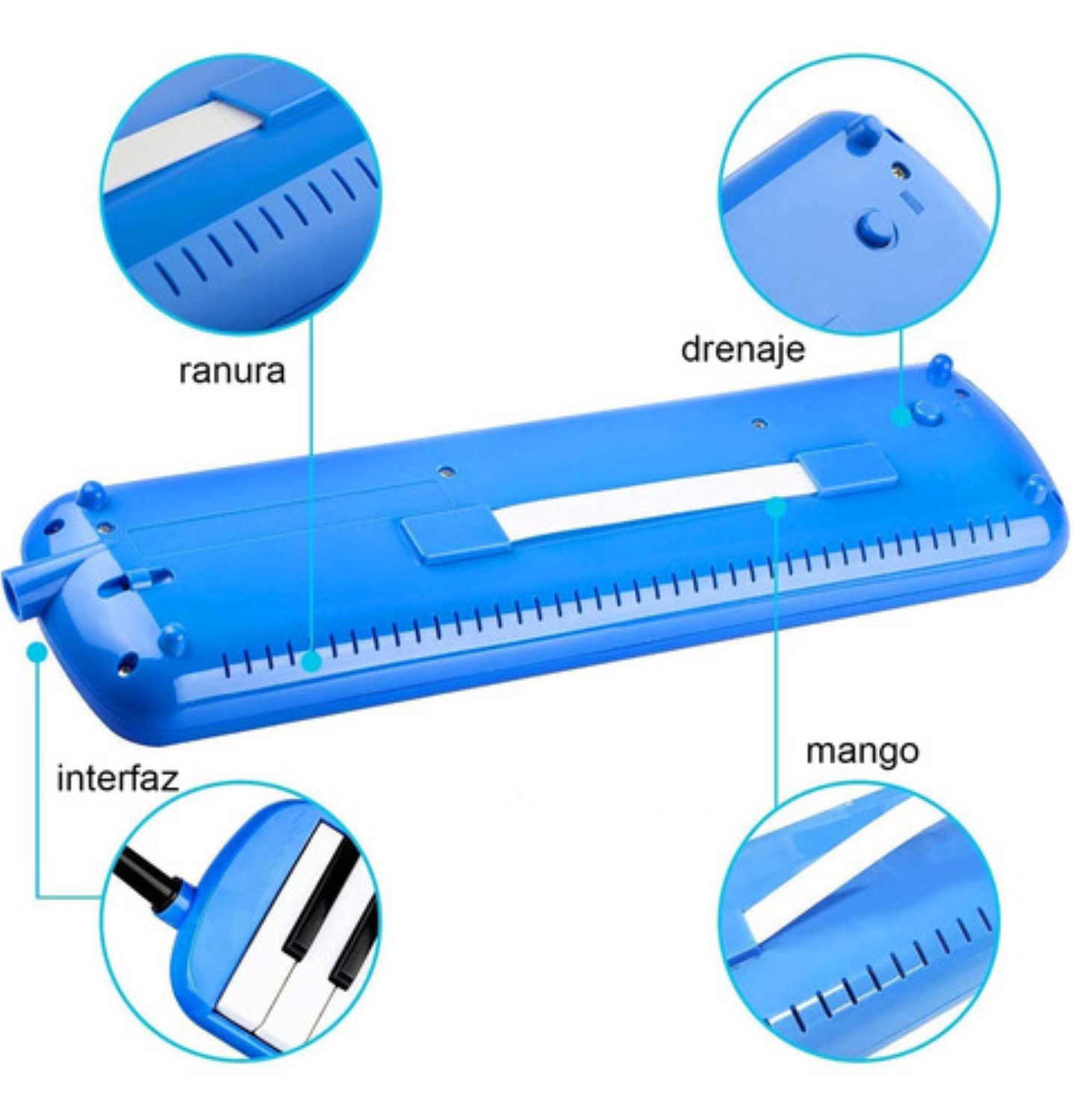 Melodica Escolar 32 Teclas Con Estuche Suave azul