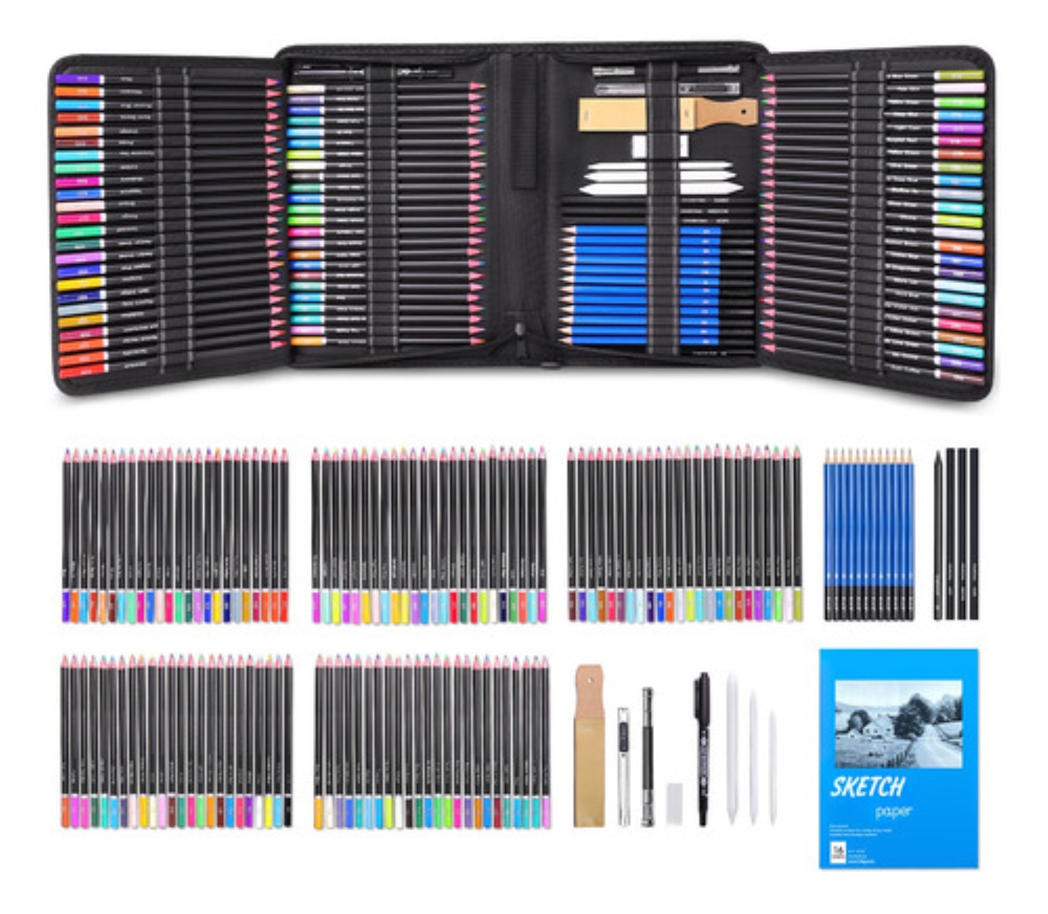 Set De Arte Profesional 145 Lápices Colores Dibujo Kit