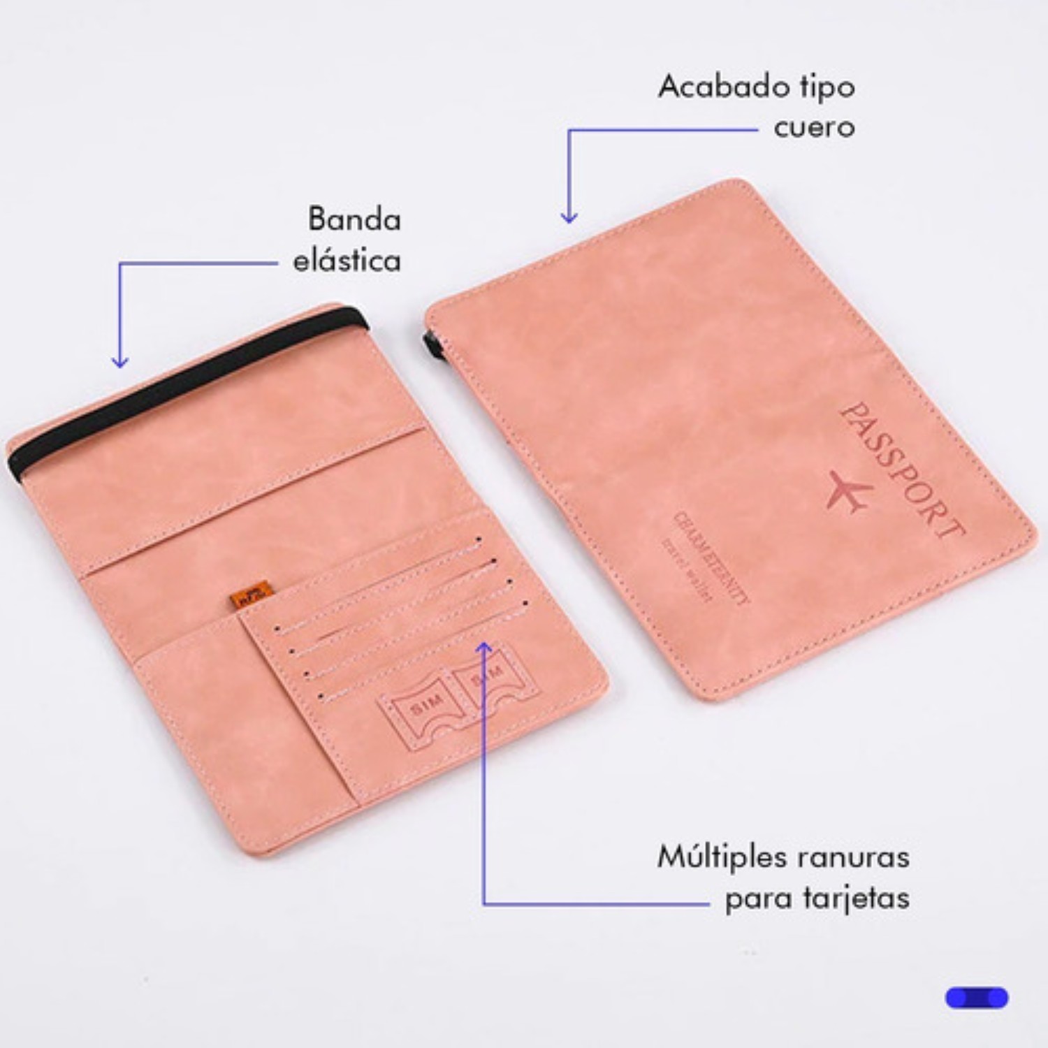 Porta Pasaporte Documentos Funda Protectora Rosa