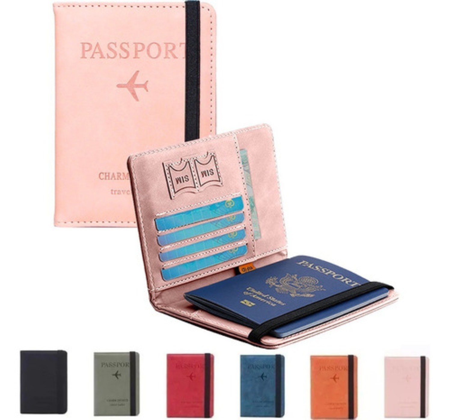Porta Pasaporte Documentos Funda Protectora Rosa