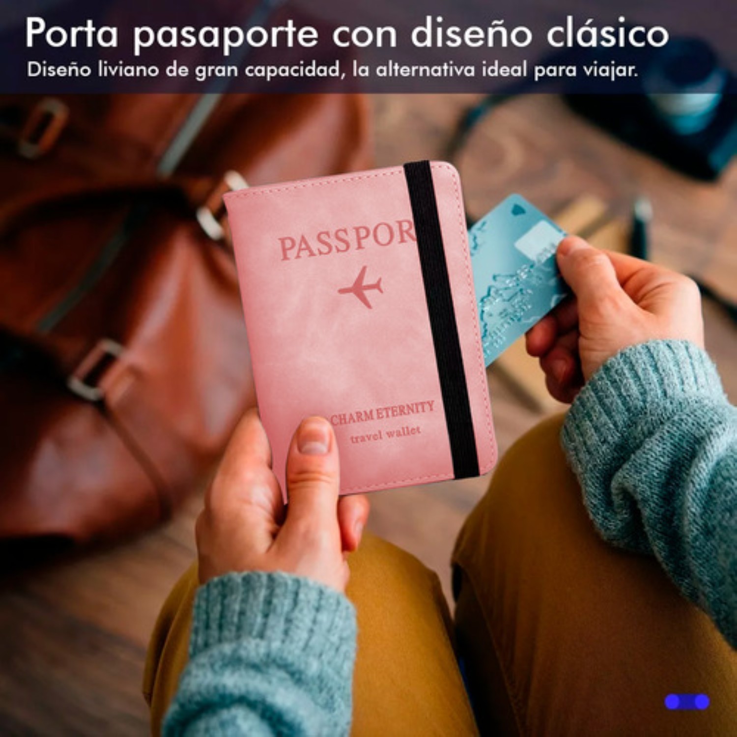 Porta Pasaporte Documentos Funda Protectora Rosa