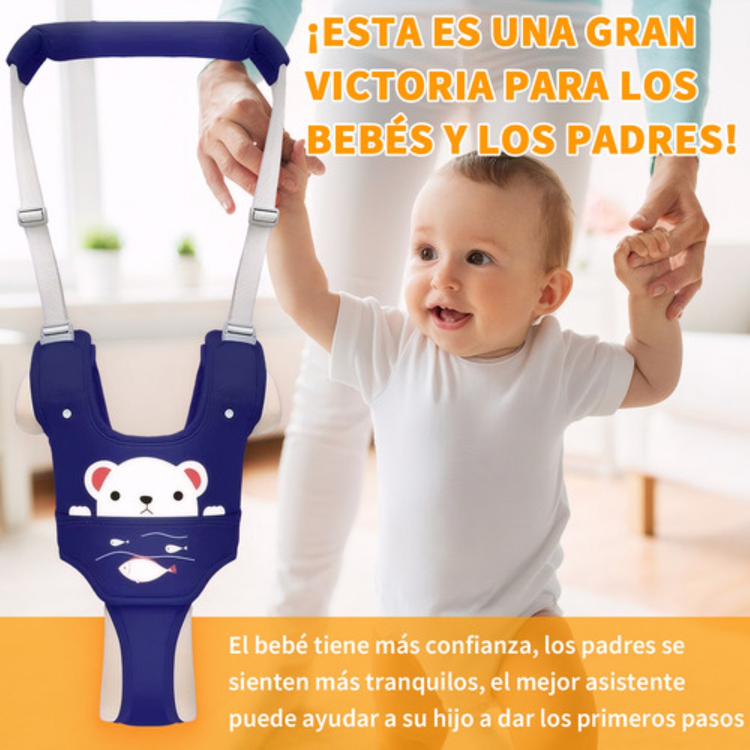 Arnés De Seguridad Para 6-36 Meses Caminar Respirable Bebes Azul Rey Oso