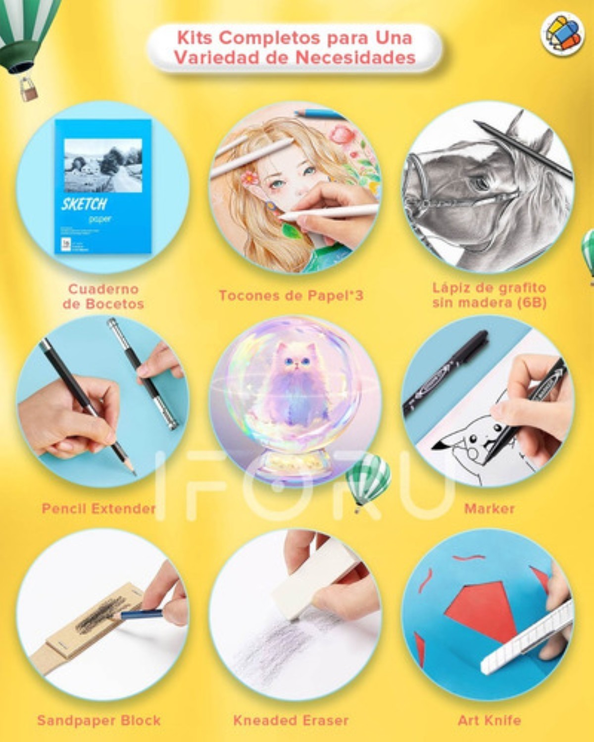 Set De Arte Profesional 145 Lápices Colores Dibujo Kit