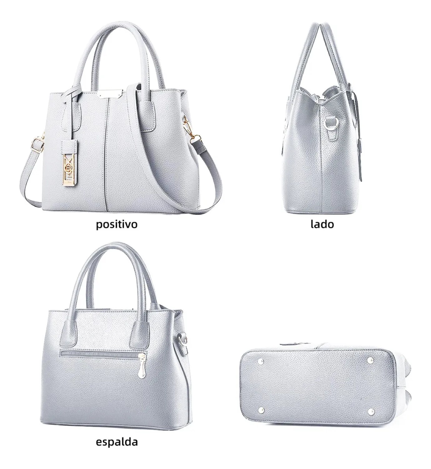 Moda Casual Gran Capacidad Bolsos Lady Tote Bag Gris 