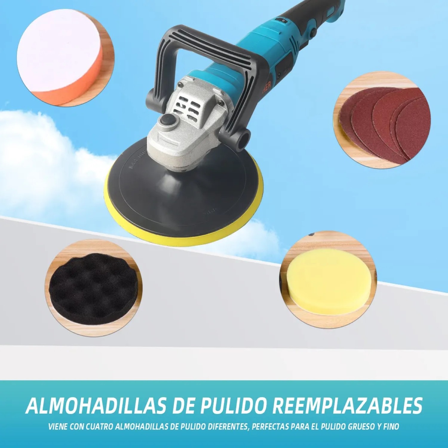 Pulidora Y Lijadora Profesional Para Autos VERDE CON PLATA
