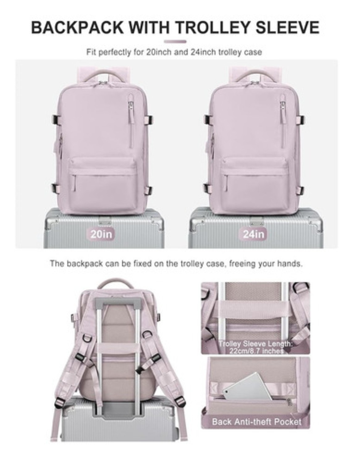 Mochila Multifuncional Bolsa De Viaje De Gran Capacidad Rosa