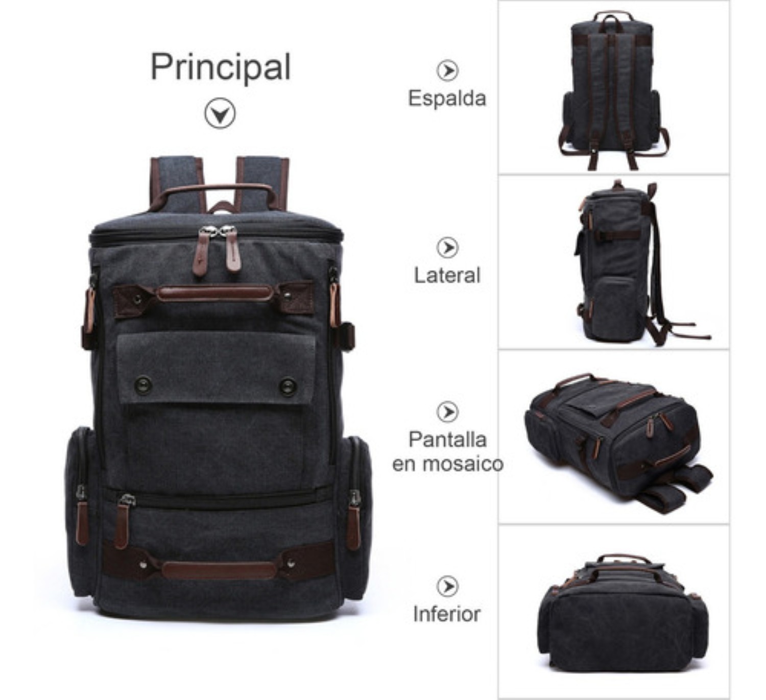 Casual Mochila Para Laptop 15.6'' De Viaje In Para Hombre Negra detallle cafe