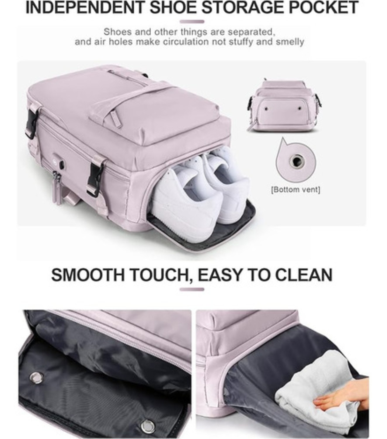 Mochila Multifuncional Bolsa De Viaje De Gran Capacidad Rosa
