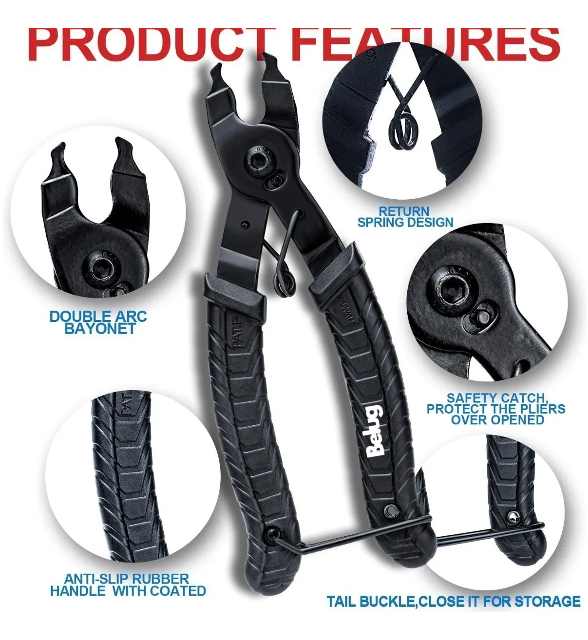 Kit Pinzas Cortador Extractor Belug De Pernos De Cadena Bicicleta Negro