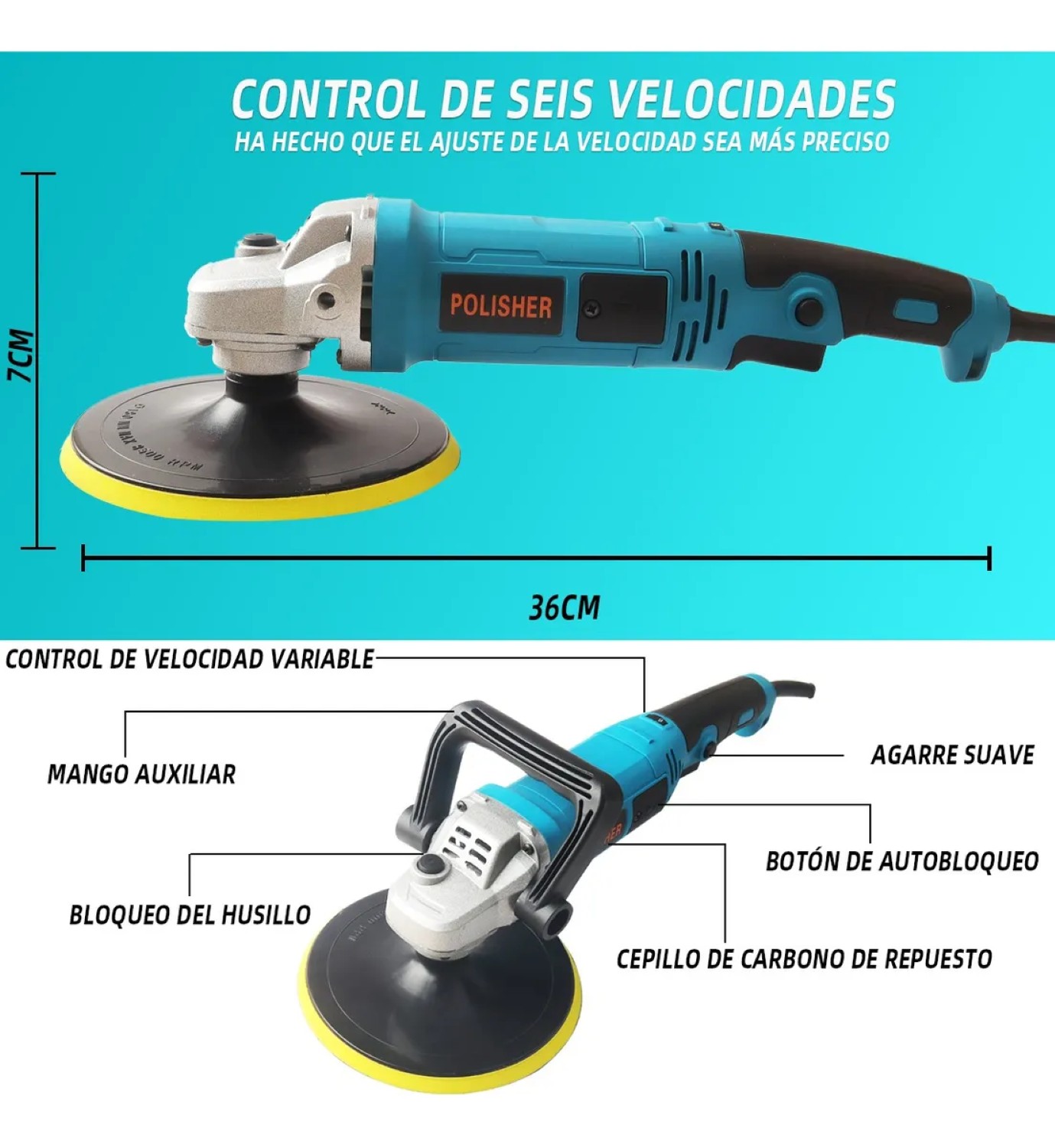 Pulidora Y Lijadora Profesional Para Autos VERDE CON PLATA