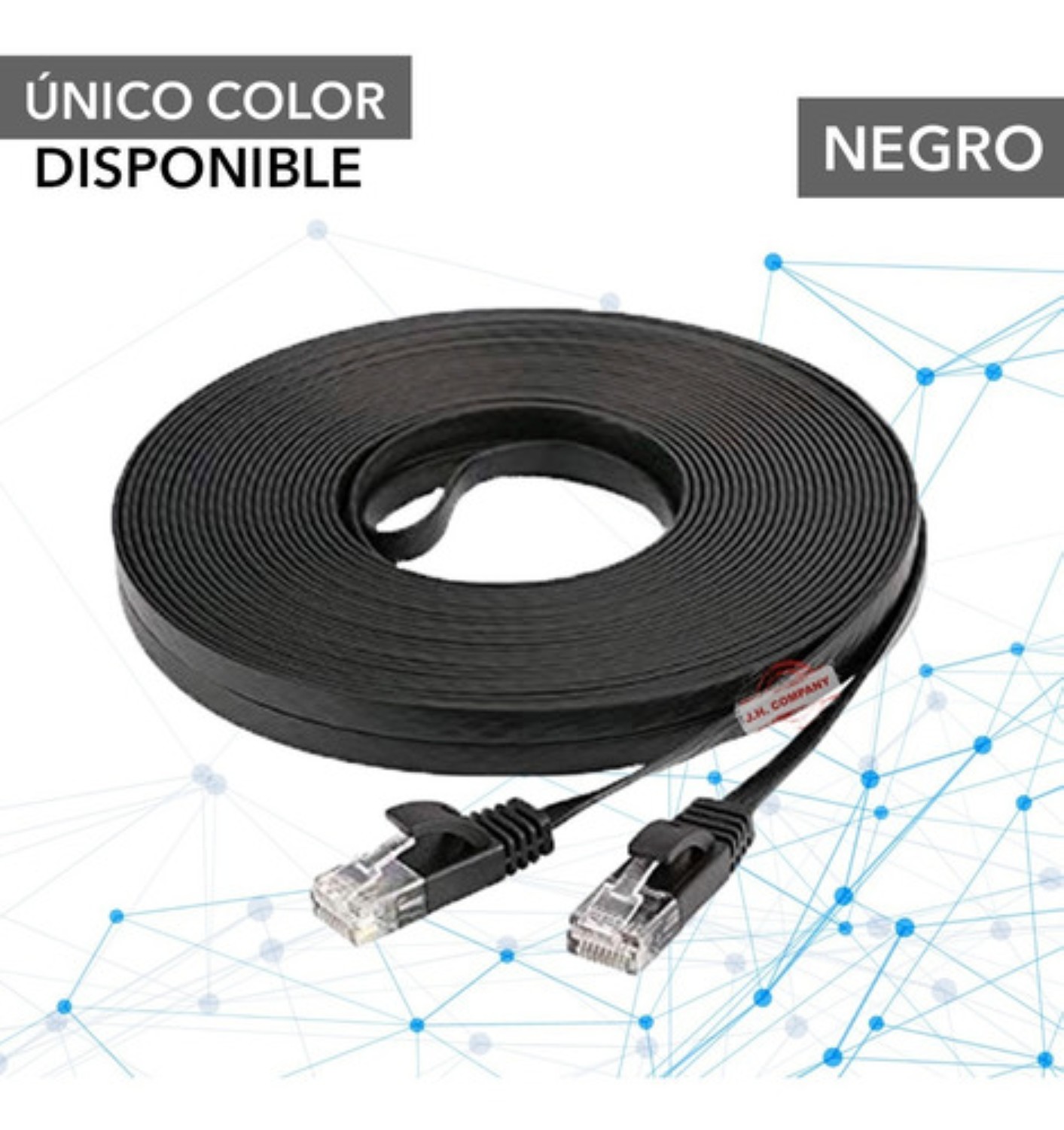 Cable Red Plano Categoria 6 Cat6 Rj45 Utp Ethernet 30 Metros NEGRO