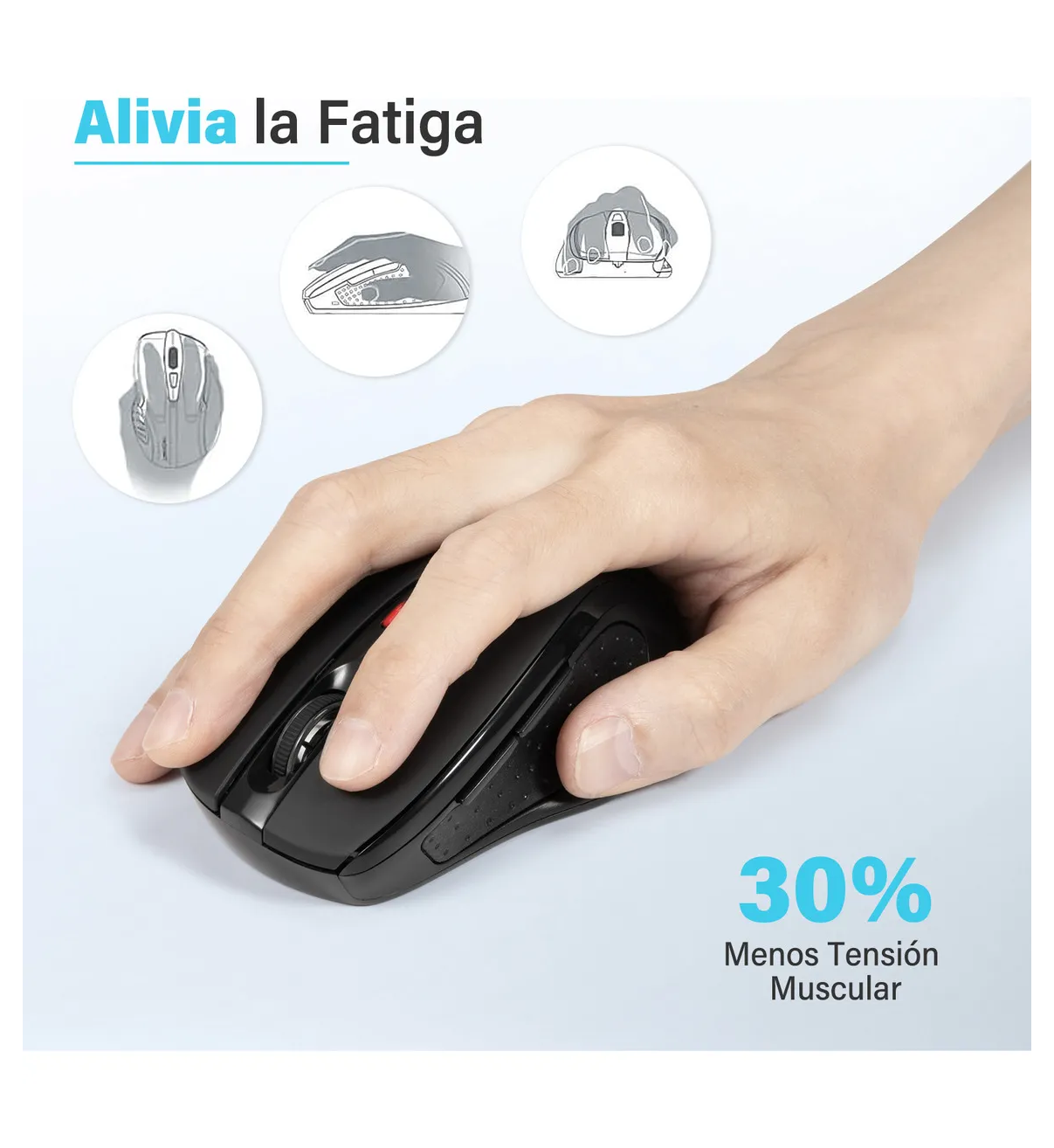 Mouse Inalámbrico 2.4GHz USB Belug 2400dpi 6 Botones Con Avance Y Retroceso Negro